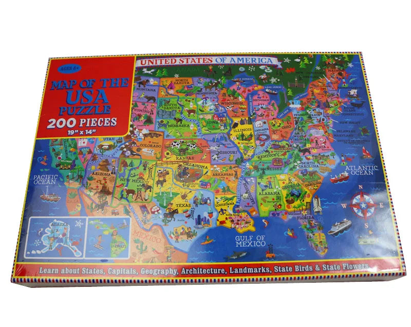200pcs Jigsaw Puzzle United States World Map Paper Puzzles for Adults Children Decompression Game Kid Educational Gift Toys
