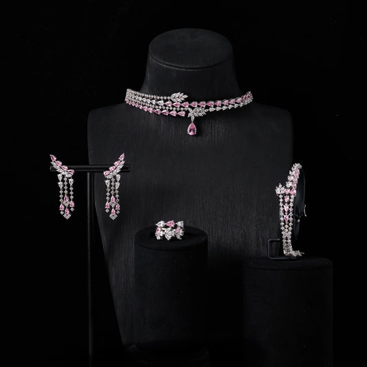IN JEWELIFE Luxury Choker Neck Necklaces Gift Set for Women Jewelry Sets Unique Color Cubic Zirconia Wedding Accessories