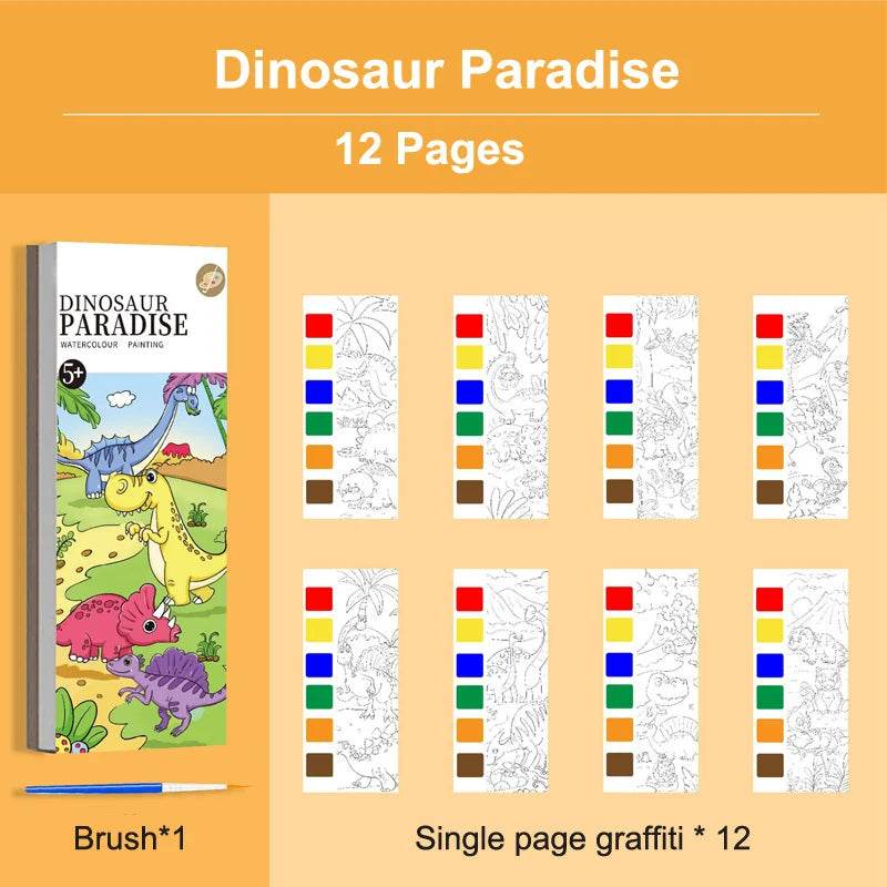 12Pages Coloring Books Portable Watercolor Painting Book Graffiti Picture Books Painting Drawing Toys For Children Gift - AIAZ