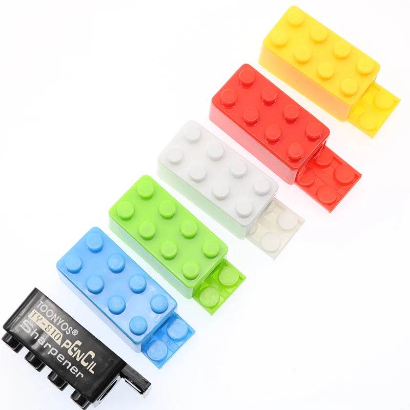 5-50pcs Building Blocks Pencil Sharpener Cartoon Plastic Children's Office And School Supplies Student Stationery Random Supply - AIAZ