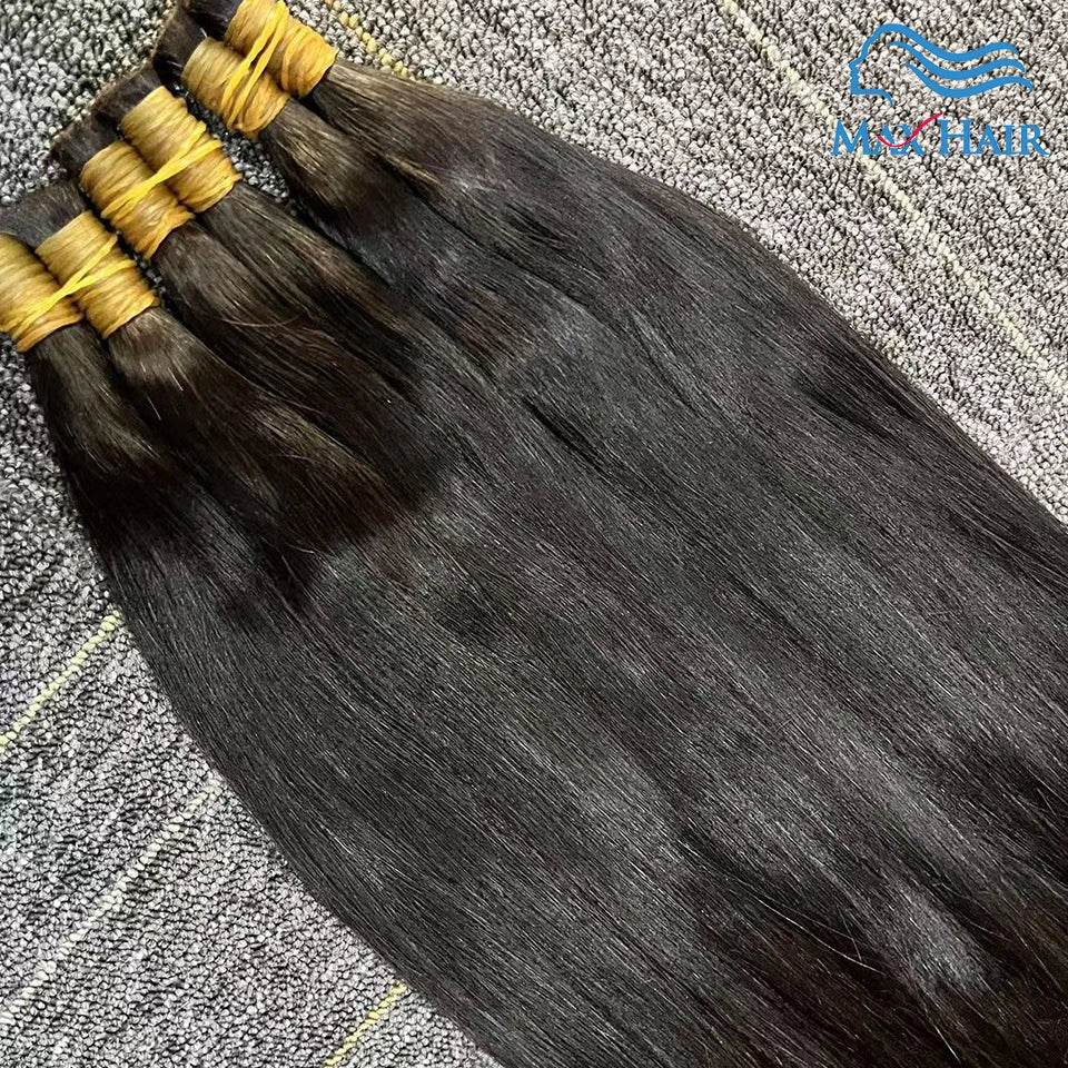 Double Drawn Human Hair Bulk For Braiding Straight Vietnam Indian Hair Vendor Virgin Bundles No weft Natural Hair 100% Extension - AIAZ