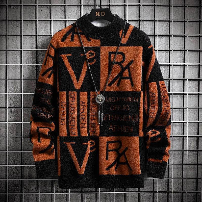 Men Knitted Sweater Stripe Pullovers Printing Round Neck Sweater Autumn/Winter Designer Quality Casual Men Clothing Jumper - AIAZ
