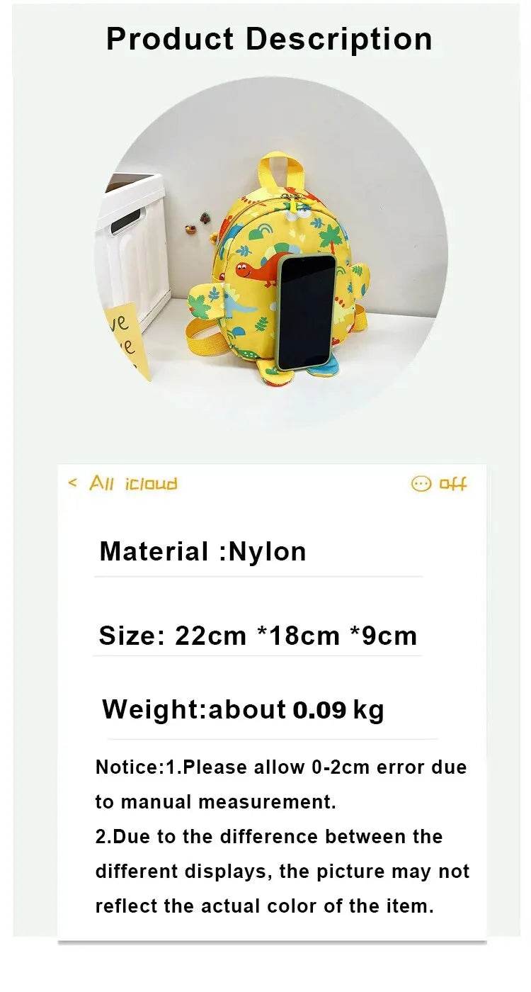 Cute Cartoon Dinosaur Baby Backpacks Kindergarten Schoolbag Children Boys Girls School Bags Adjustable Animals Kid Backpack - AIAZ