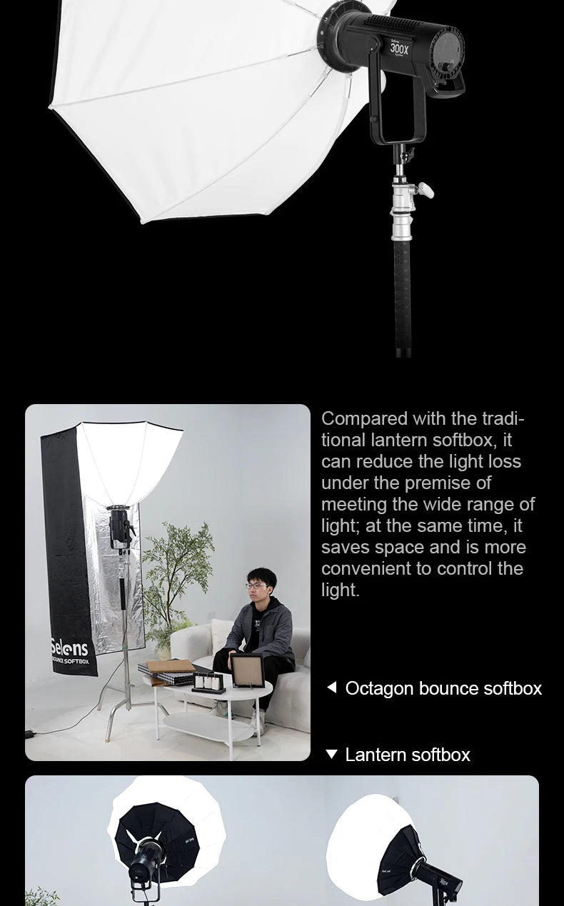 Selens 70cm 90cm 110cm Reverse Octagonal Softbox Photo Studio Kits Bowens Mount Octagon Umbrella Softbox Photography Accessories