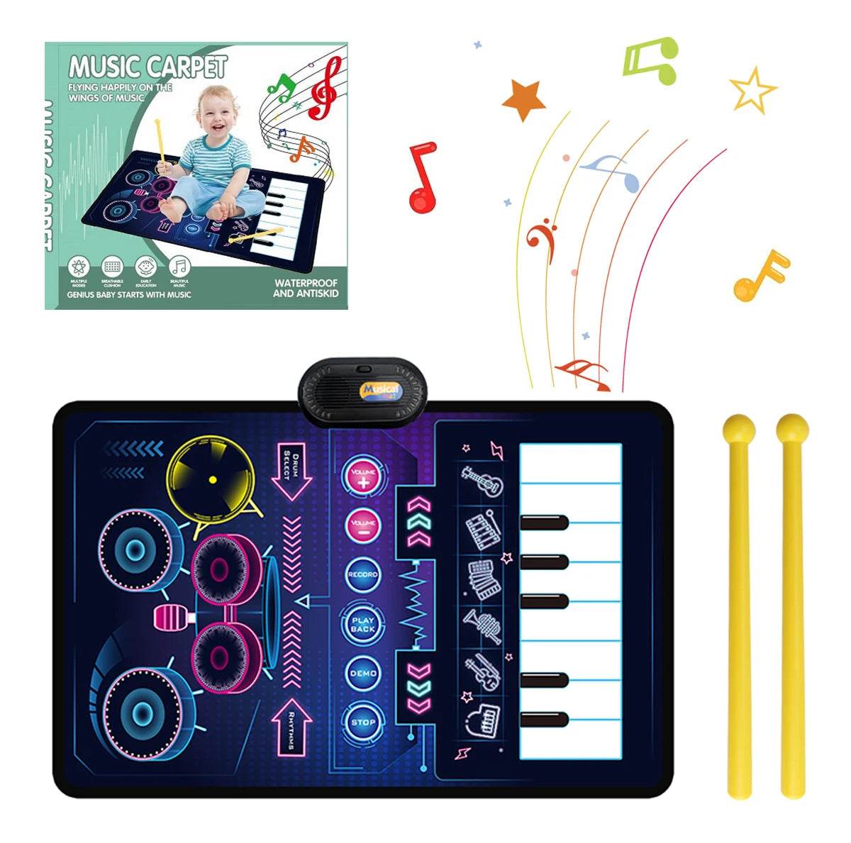 80x50cm Toddler Musical Piano Mat For Children Educational Toys Floor Keyboard Drum Toys Dance Mat With Instruments Sounds Toys - AIAZ