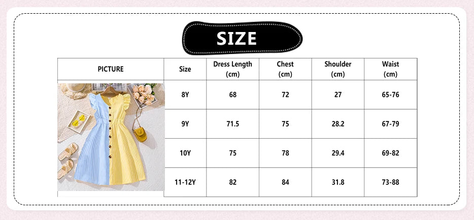 Girl Dress Summer New Light Blue Stripe Ruffled Sleeveless V-Neck Dress Elegant Cute Daily Casual Vacation Preppy Style Outifits