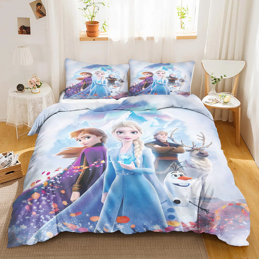 Frozen Duvet Cover Set,Elsa Anna Olaf King Size Bedding Set,Twin Full Size King Queen Bedding Set 3pcs for Girl'S Room