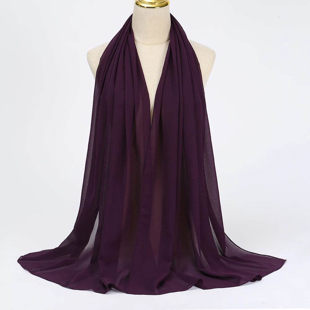 Muslim Chiffon Hijab Scarf Women Long Solid Color Head Wrap For Women Hijabs Scarves Ladies Muslim Veil Jersey Hijabs - AIAZ