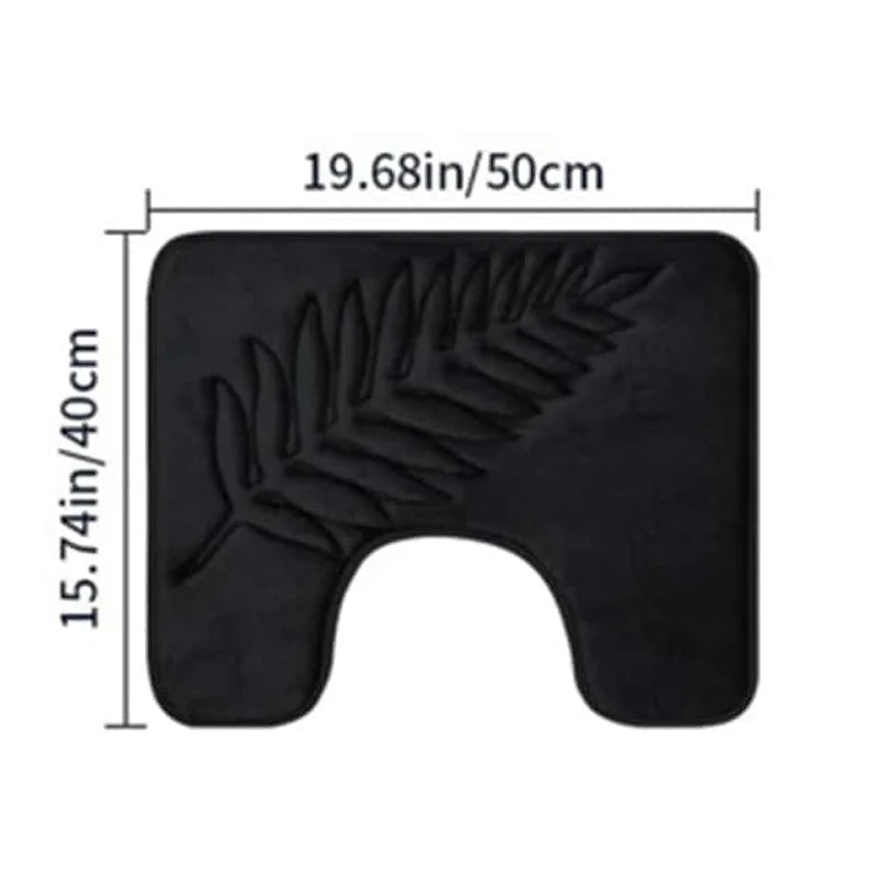 3 Piece Bathroom Mat Memory Foam Ultra Soft and Absorbent Leaf Bath Rugs Thick Washable For Bathroom Toilet Tub Mat Set