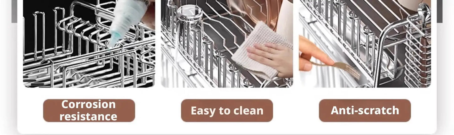 Dish Drain Rack Holder 304 Stainless Steel Bowl Drainer Tableware Cup Drying Rack Kitchen Accessories Storage Organizer Shelf