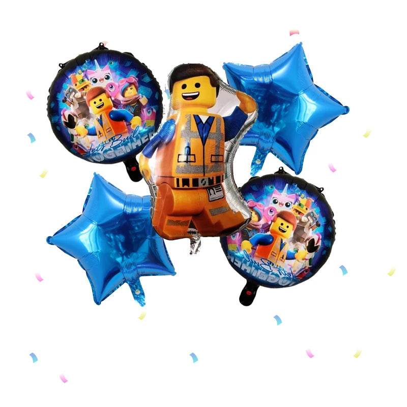 6pcs Building Block Party Balloon Colorful Foil Number Baby Shower Blocks Themed Decorations Children Birthday Party Supplies - AIAZ