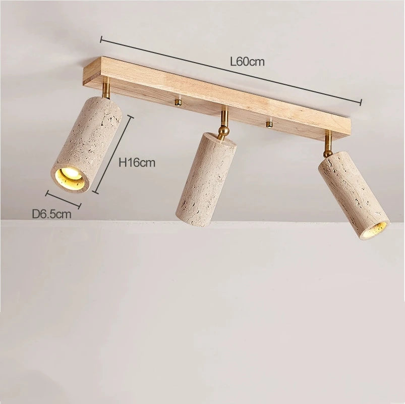 Stone Ceiling Lamp Spot light Angle Adjustable Rectangle Wood Base