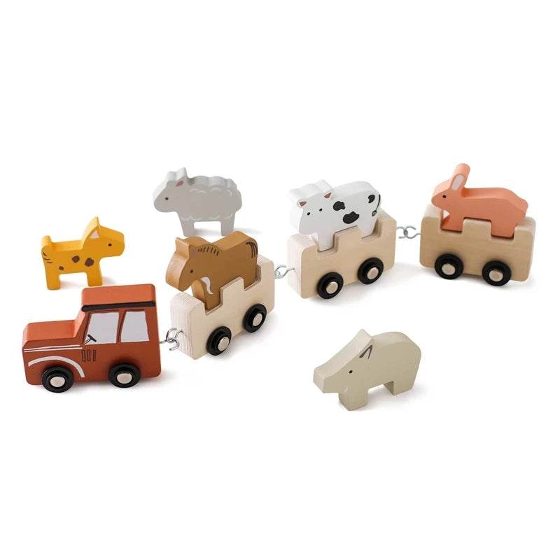 Wooden Train Birthday Toy Montessori Toys Baby Educational Toys Wooden Trolley Baby Learning Toys Number Of Wood Baby's Toys - AIAZ
