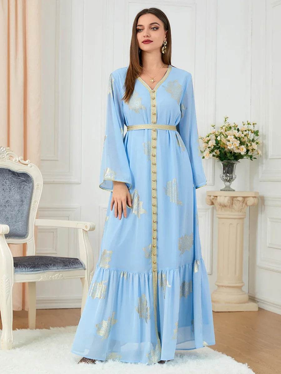 Morocco Dress For Women 2022 Autumn Muslim Abaya Fashion Dubai Abayas Iron Button Belted Kaftan Split Hem Party Dresses Vestidos - AIAZ