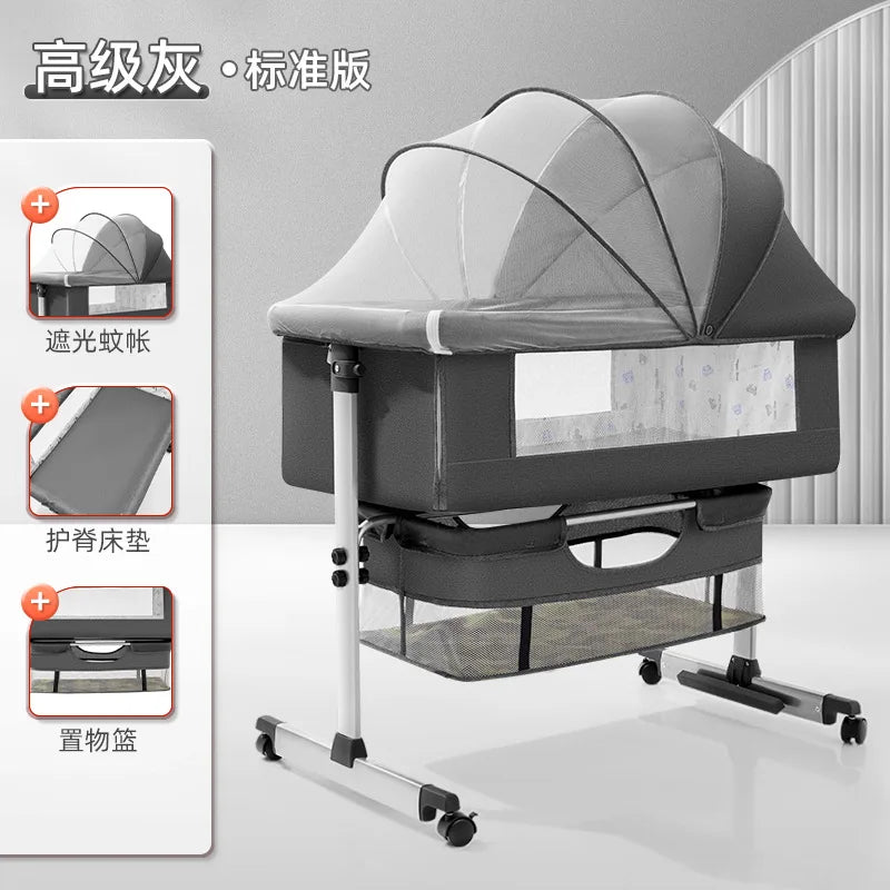 Crib Newborn Bed Splicing Big Bed Baby Crib Multi-functional Mobile Foldable