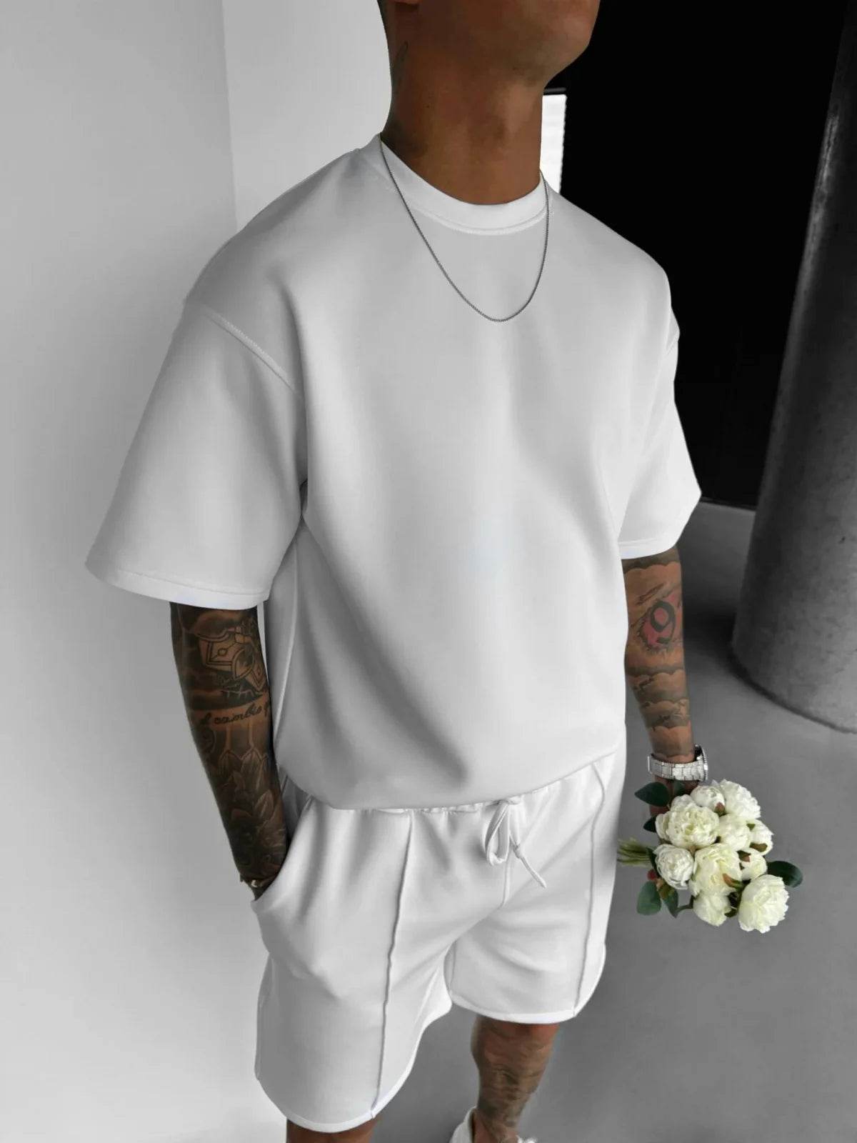 Men 2025 summer fashion sports design sense simple casual solid color quick drying short-sleeved T-shirt trend clothes - AIAZ