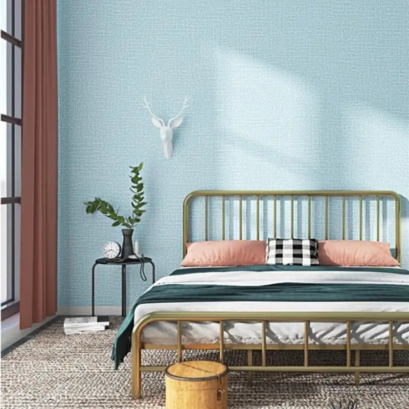 10m 3D Thicken self-adhesive thermal insulation wallpaper linen plain color decor wall stickers renovation anti-collision