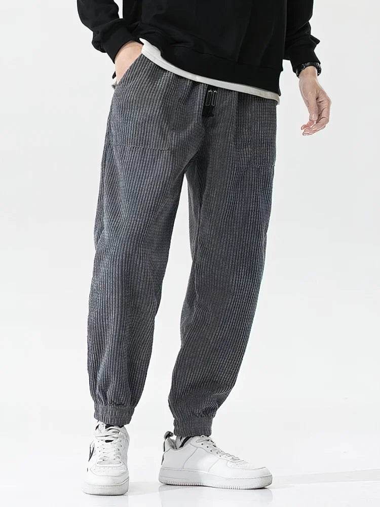 Baggy Corduroy Jogger Pants Men Tech Fleece Sweatpants Man Autumn Winter Casual Harem Pants Male Sport Thermal Trousers - AIAZ