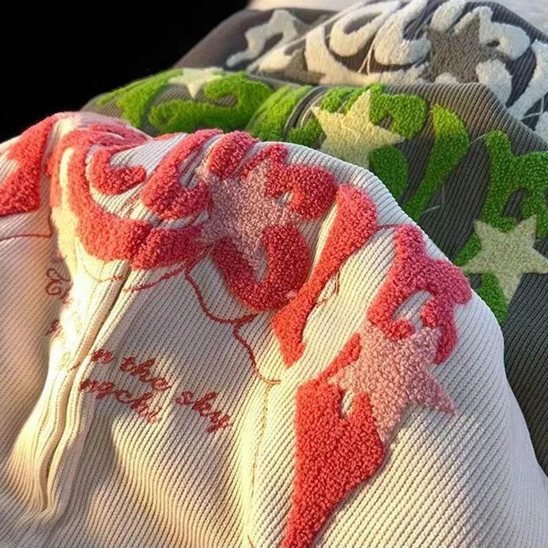 Fashion Embroidery Zip Up Hoodies Women Autumn Long Sleeve Tops Loose Hood Shirt Harajuku Y2K Clothes Female Sweatshirt Jacket - AIAZ