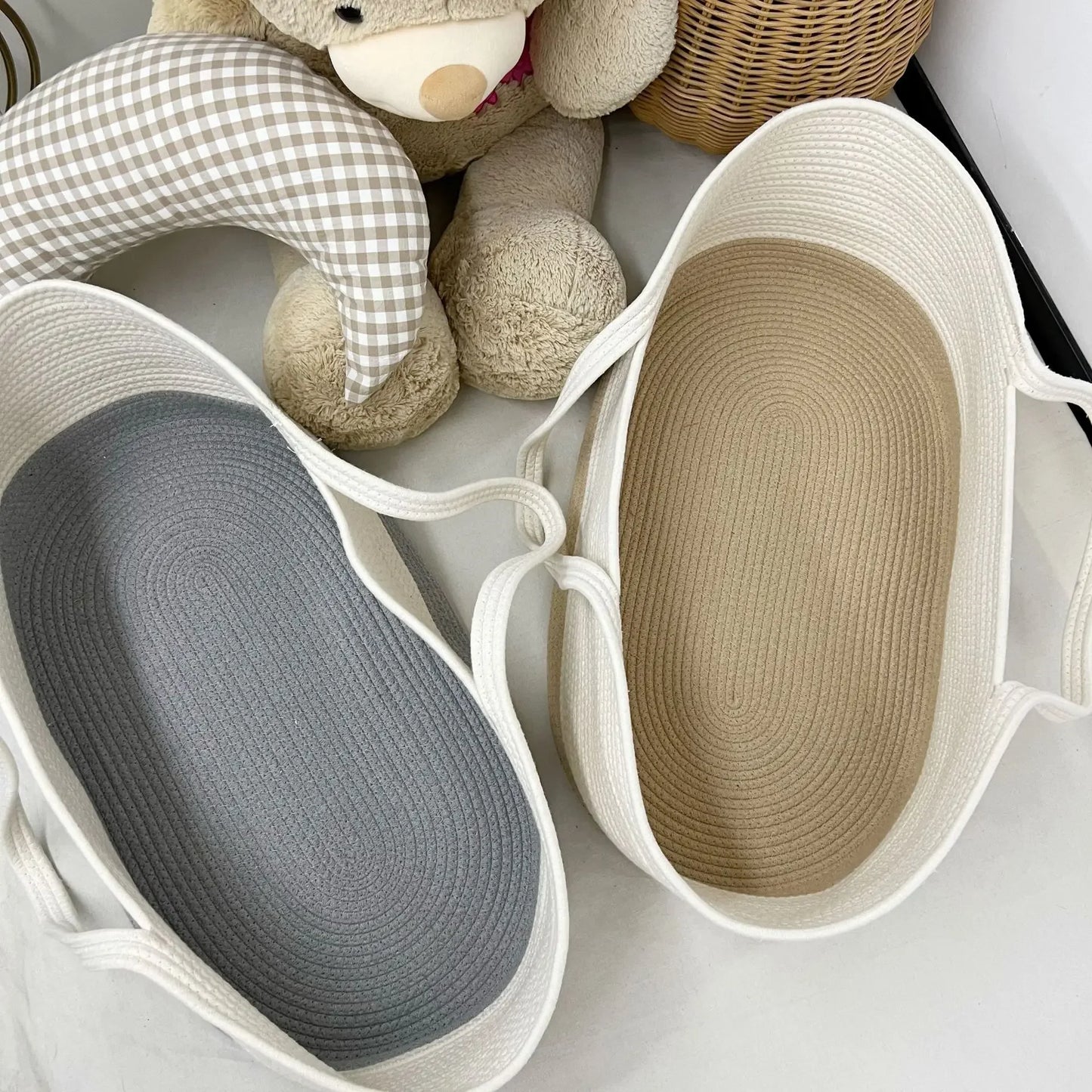 Ins Newborn Hand Basket Cotton Rope Woven Crib Baby Cradle Portable Outdoor Sleeping Infant Accessories Photography Props Gifts