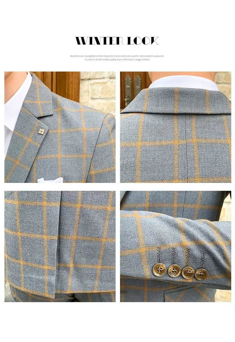 2025 Suit (Blazer+ Pants) Men's Fashion Hosts British Style Work Business Wedding Casual Art Style Elegant Gentleman Suit M-5XL - AIAZ