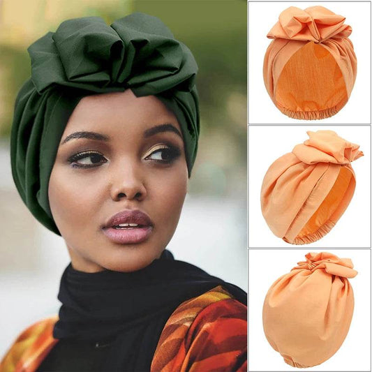 Fashion African-style headgear, women's headdresses, Muslim-style soft Hijab, monochromatic colored mirror hats in Muslim style - AIAZ