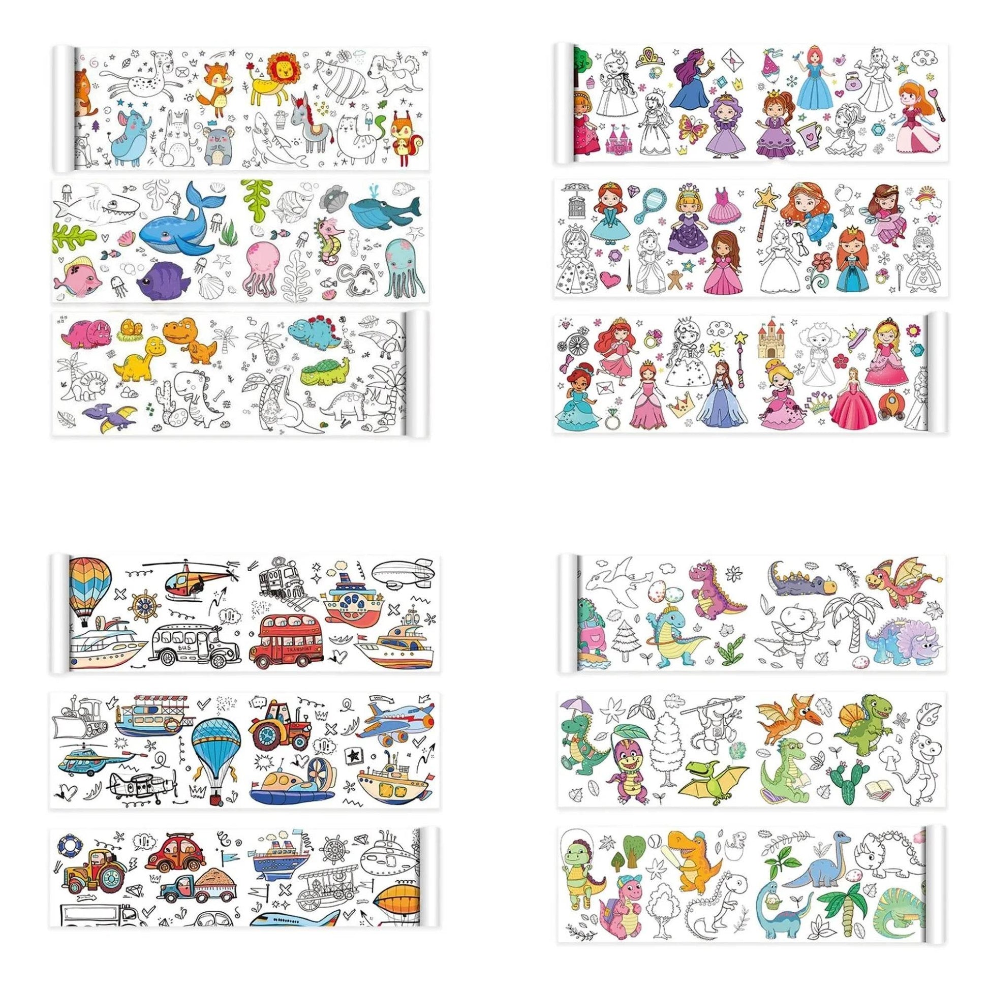 Children's Drawing Roll Sticky Color Filling Paper Graffiti Scroll Coloring Paper Roll For Kids DIY Painting Educational Toys - AIAZ