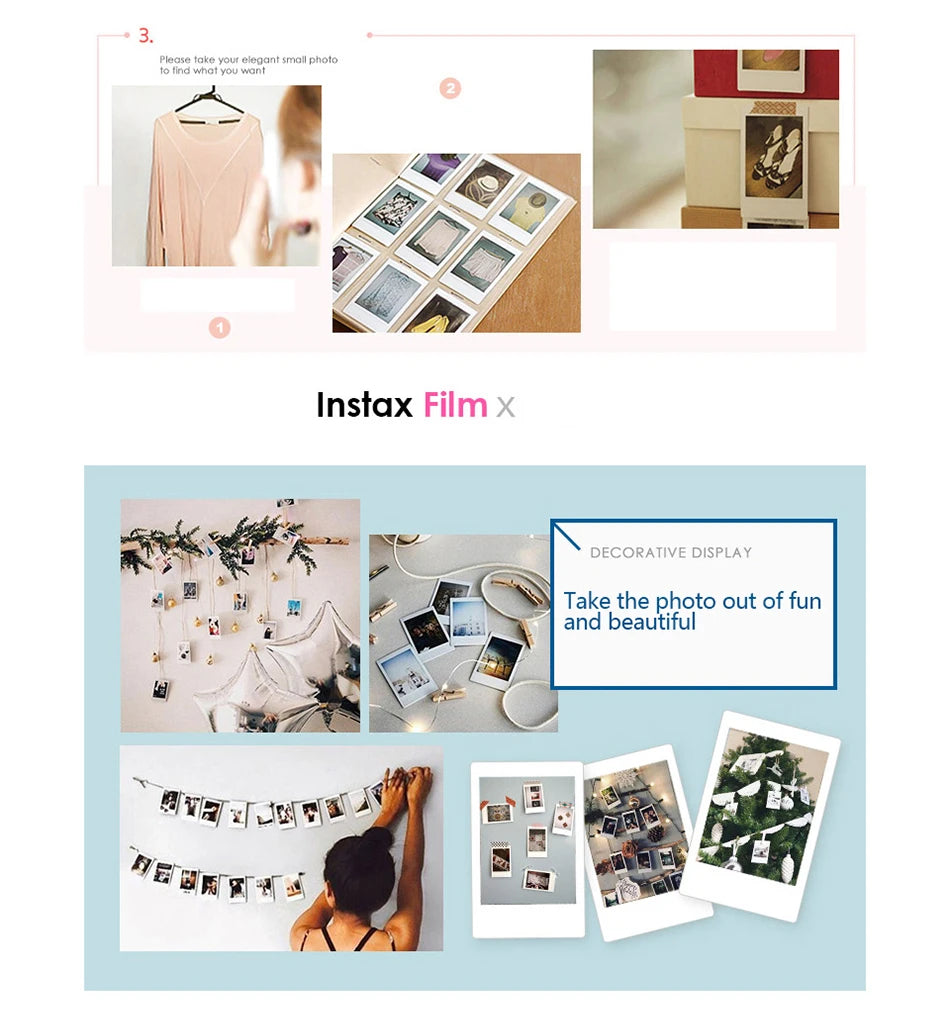 Fujifilm Instax Mini Film White 10 20 40 60 80 100 Sheets For FUJI Instant Photo Camera Mini 12/11 Mini 9 8 7 70 90 Film Camera