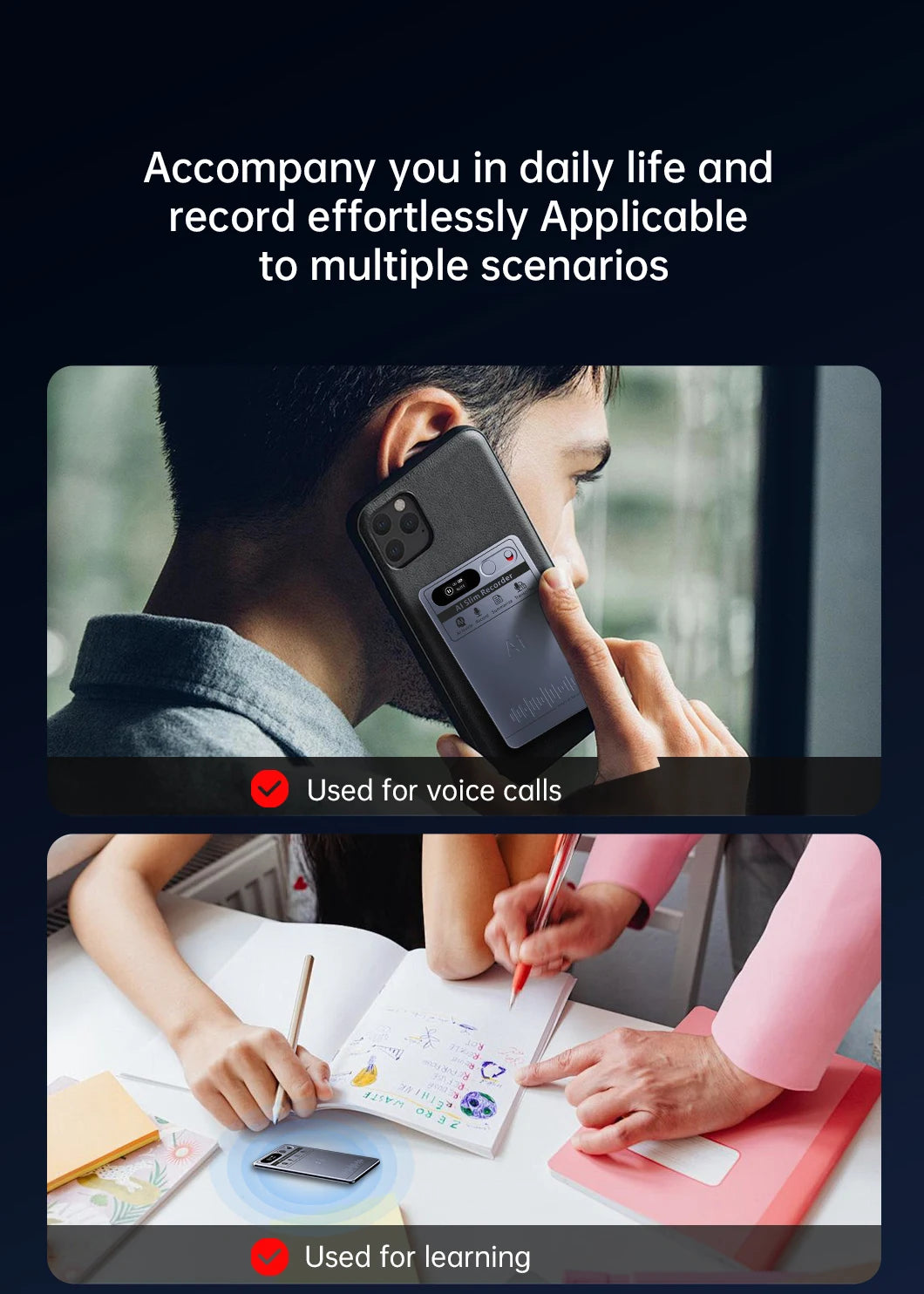 AI Voice Recorder, AI Notetaking Device for Meetings, Lectures, Calls, AI Transcription & Summarization Support 118 Languages