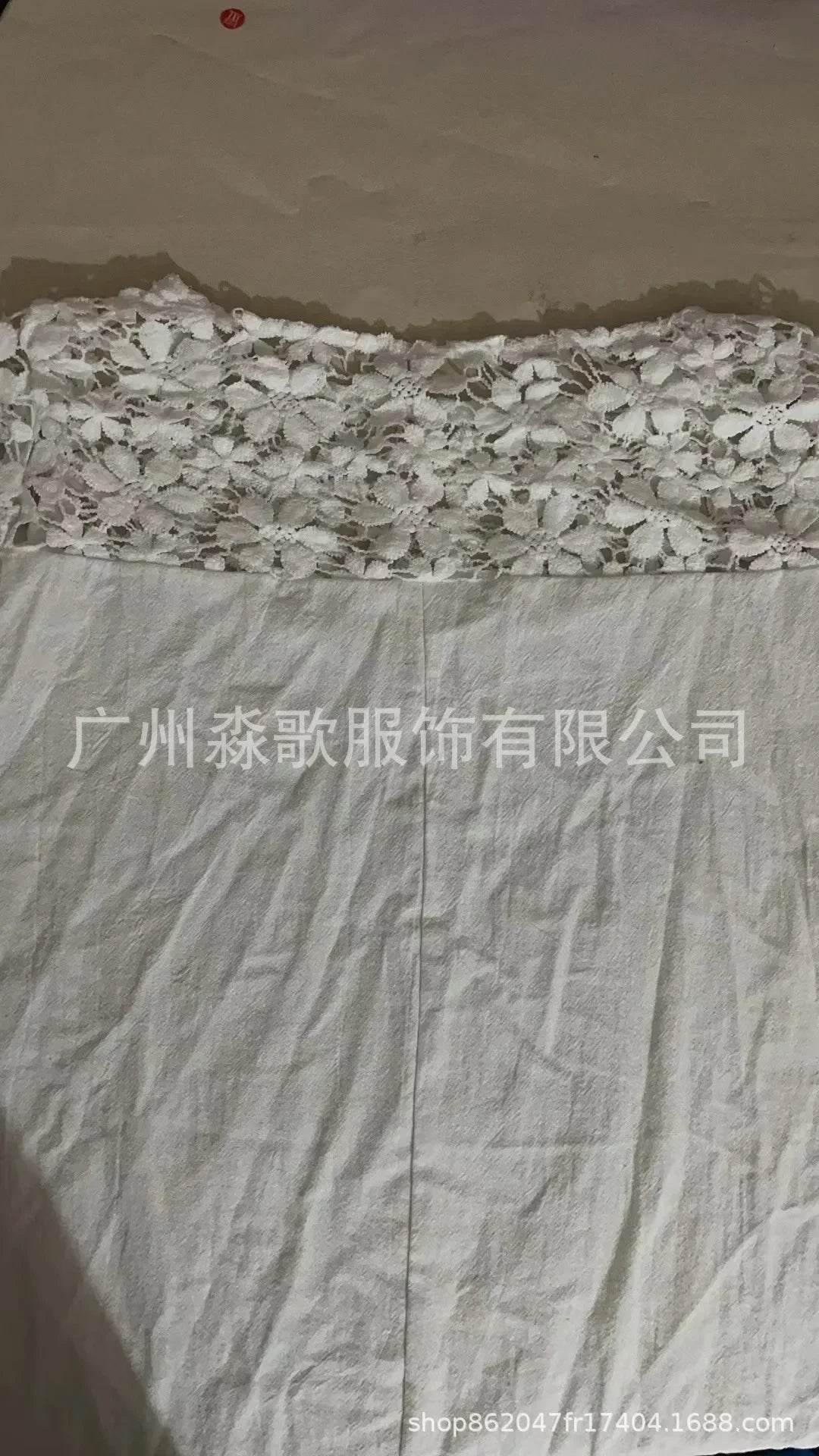 Womens Dress New Fashion Solid Color Cotton Lace Round Neck 5/4 Sleeve Dresses for Women - AIAZ