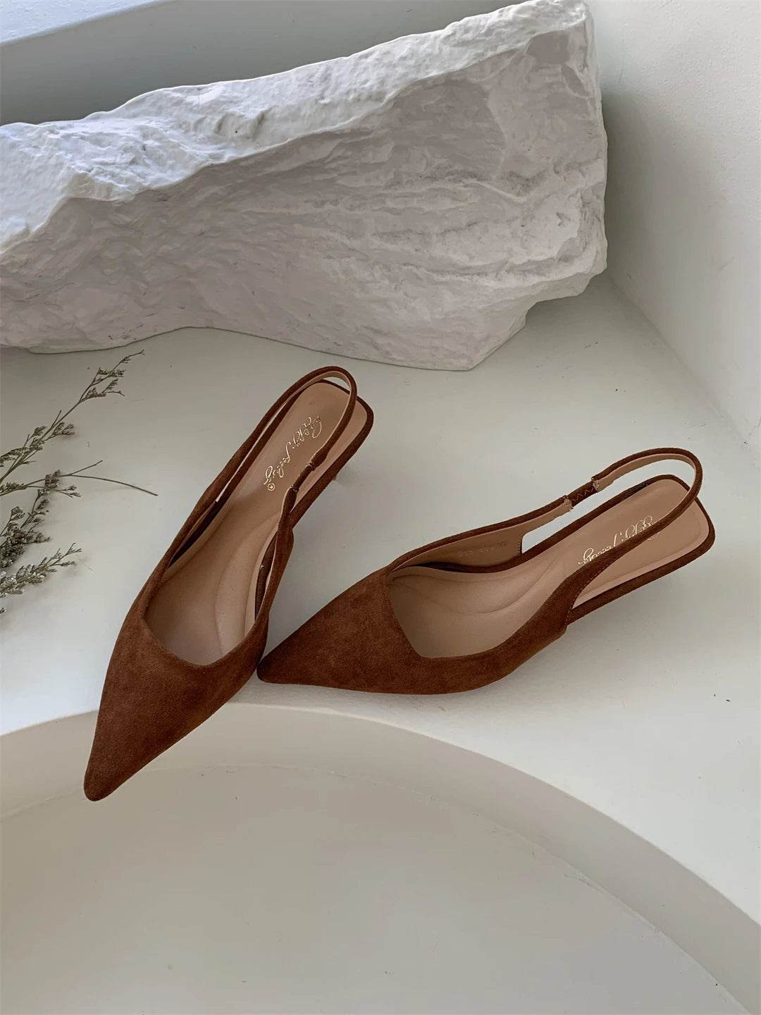 Bailamos Women Sandals Pointed Toe Elegant Low-heel Shoes Summer Fashion Slingback Woman Mules Shoes Pumps Dress Shoes - AIAZ