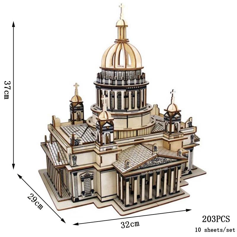 Retro Bus European-style Campervan 3D Wooden Car Puzzle DIY Sailing Ship Airplane Building House Model Jigsaw Toys For Children - AIAZ