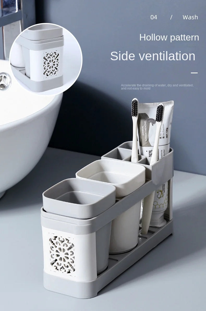 Washing Cup Toothbrush Holder Set Creative Family Couple Mouthwash Cup Home Dental Set with Two Cups Bathroom