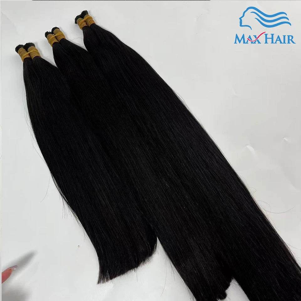 Double Drawn Human Hair Bulk For Braiding Straight Vietnam Indian Hair Vendor Virgin Bundles No weft Natural Hair 100% Extension - AIAZ