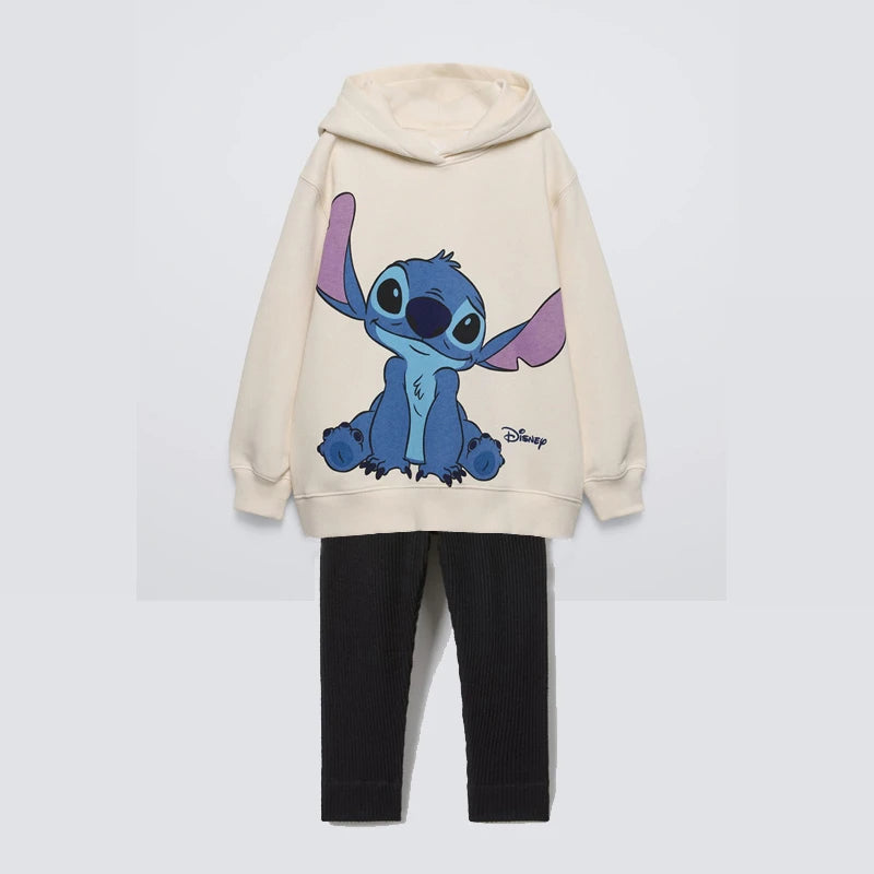 Hooded Tops Solid Color Sweatpants 2Piece/Set Outer Wear Kids Fashion Casual Long Sleeve Suits Cartoon Hoodies Loose Pants Child