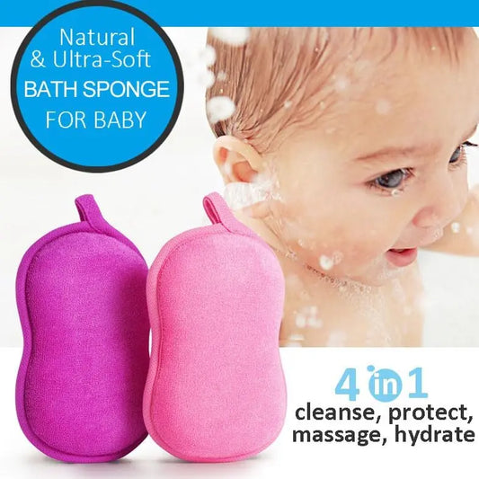 2Pcs Natural Baby Bath Sponge - Ultra Soft Baby Sponge for Bathing - Kids Bath Sponges for Infants, Toddler Bath Time
