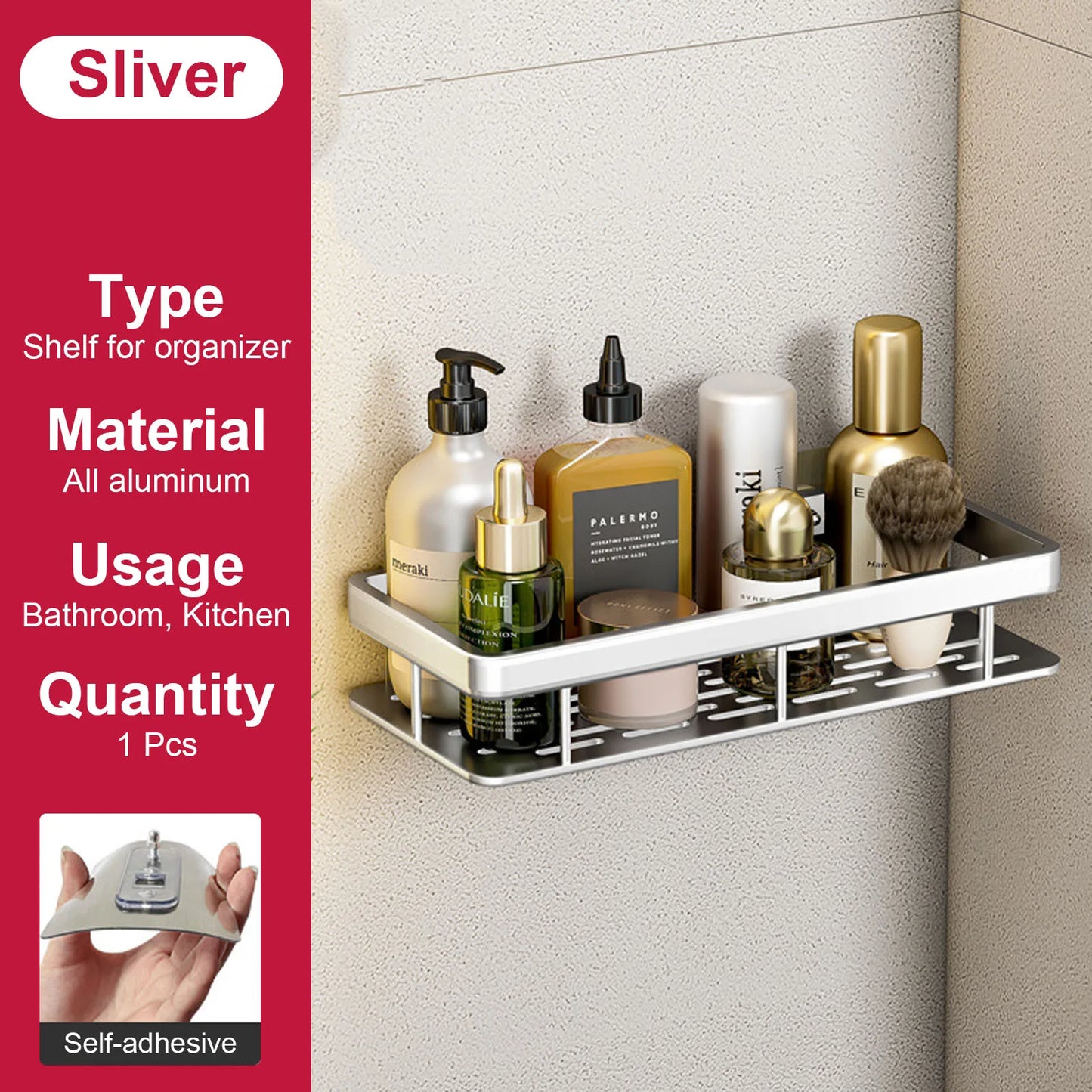 Bathroom Shelf No Drill Wall Mounted Shampoo Bottle Shower Corner Rack Toilet Storage Rack Aluminum Bathroom Kitchen Accessories