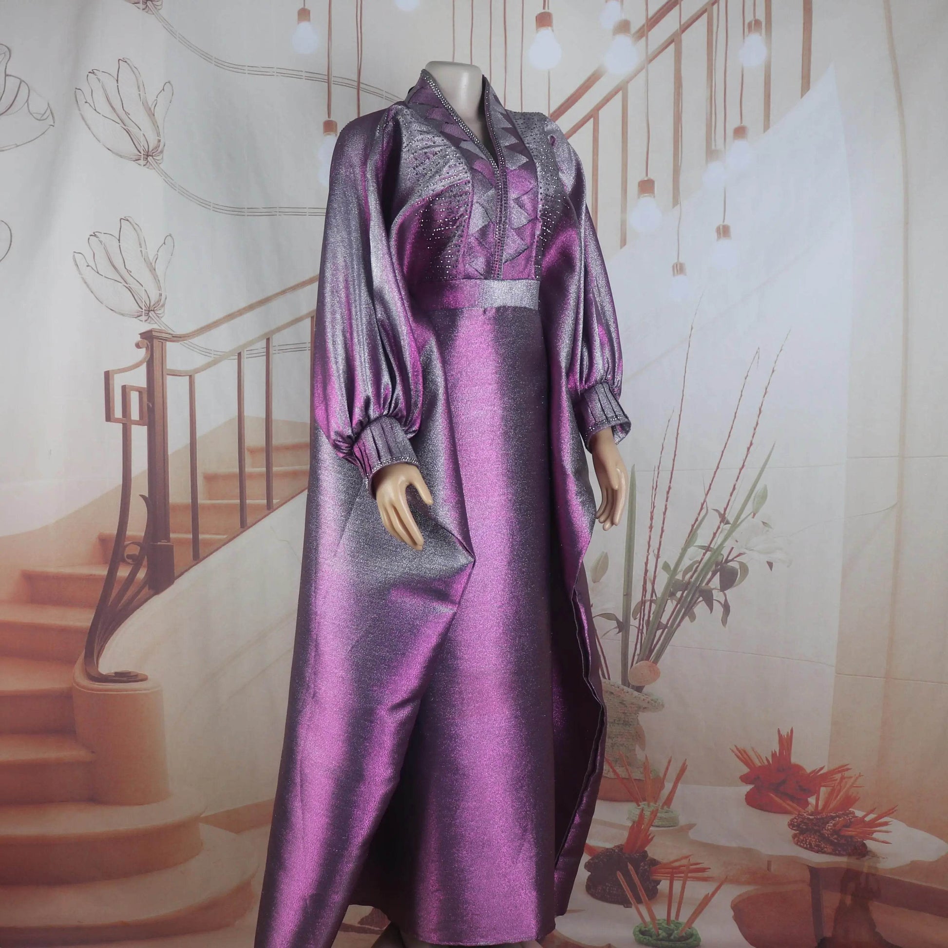 fashion turkey dresses for woman luxury elegant 2025 V-neck rhinestones dresses for church boubou african dresses - AIAZ