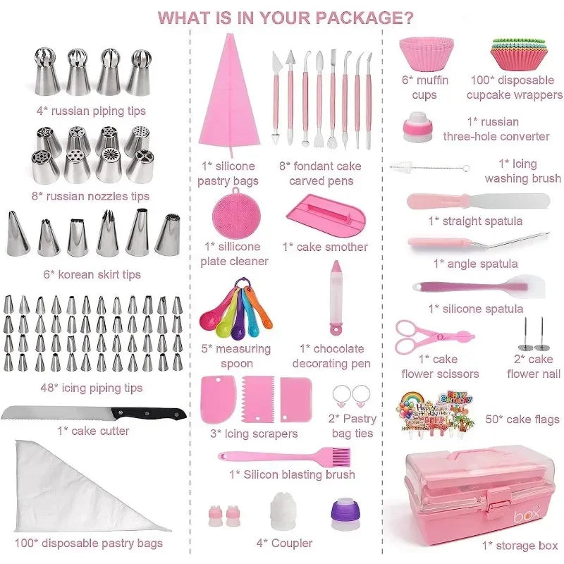 359PCs Cake Decorating Baking Supplies Kit, Baking Set with 66 Piping Tips, Icing Bags and Tips Set for Beginners,Baking Tools