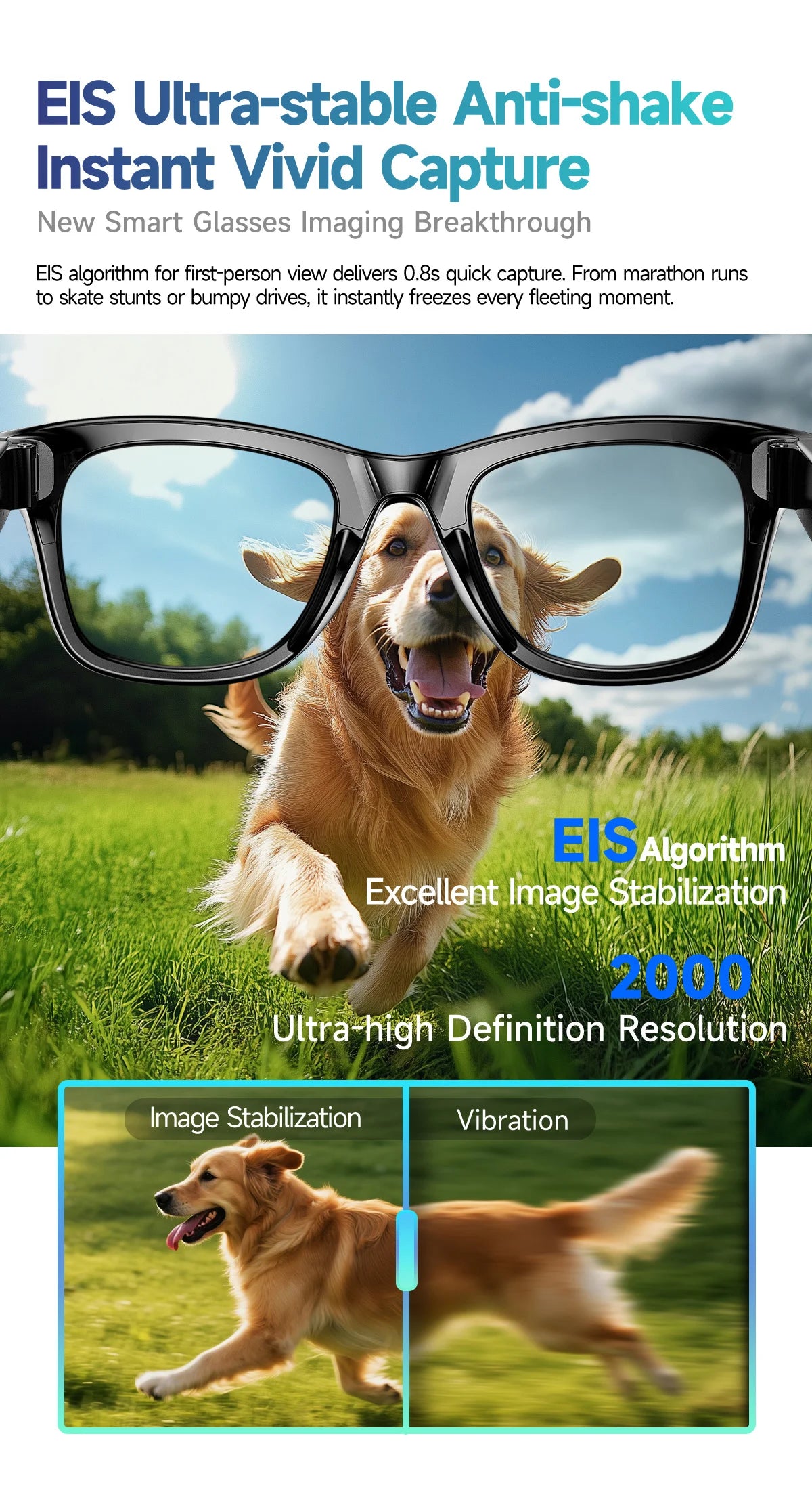 LIGE AI Smart Glasses With 800W HD Video Sport Sunglasses Bluetooth Call Voice Assistant Music Player Smart Glasse For Men Women