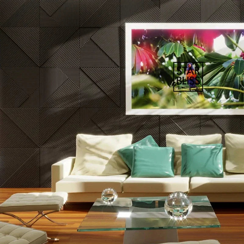 4pcs 50x50cm  Premium 3D Wave Wall panel Stripe Wallpaper PVC Wall Decor Living Room Bedroom Office Decor TV Background 9 sold