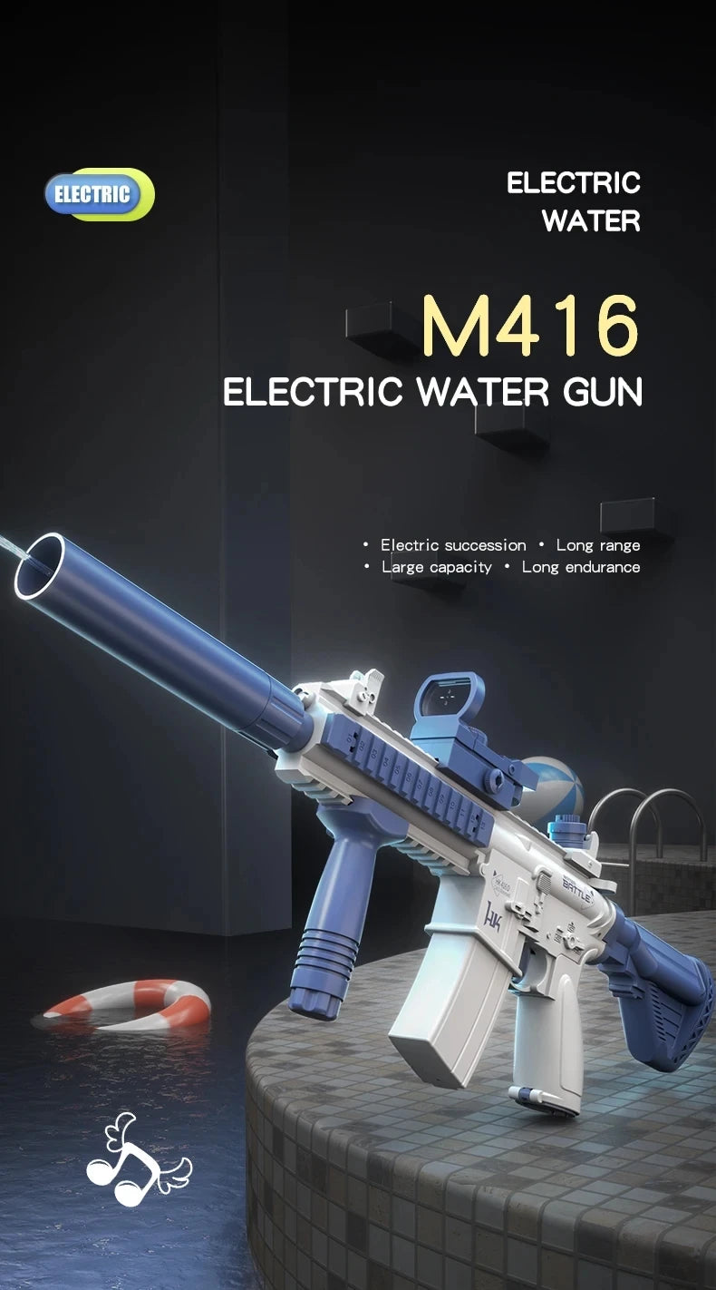 M416 Water Gun Electric Pistol Shooting Toy Full Automatic Summer Shoot Beach Outdoor Fun Toy For Children Boys Girl Adults Gift