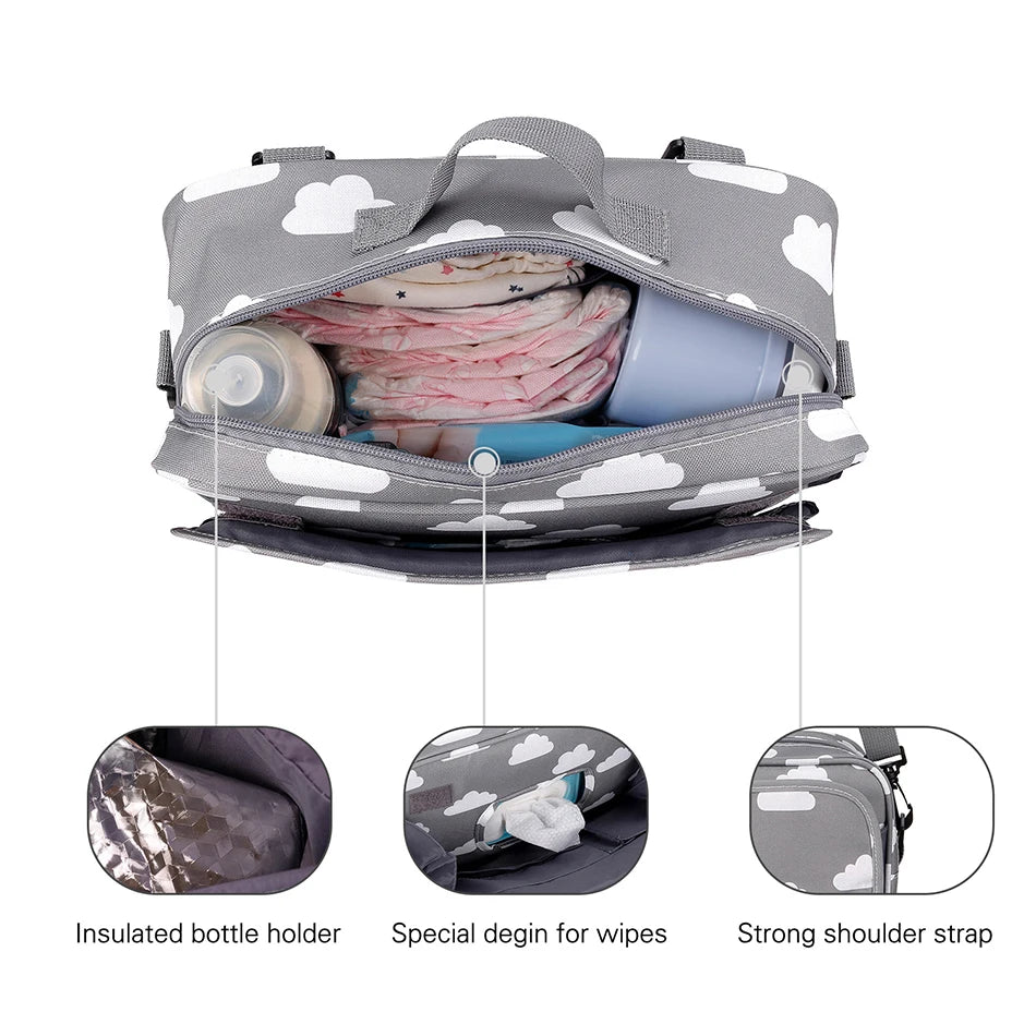 Women Multi-functional Messenger Bags Outdoor Waterproof Stroller Hanging Bag Baby Diaper Bags Adult Casual Cartoon Shoulder Bag