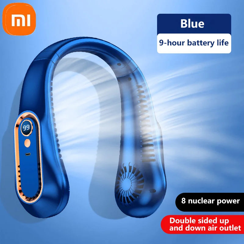 Xiaomi Bladeless Neck Hanging Fan USB Rechargeable Cooler Fan 5 Speed Bladeless Design Outdoor Sports Use