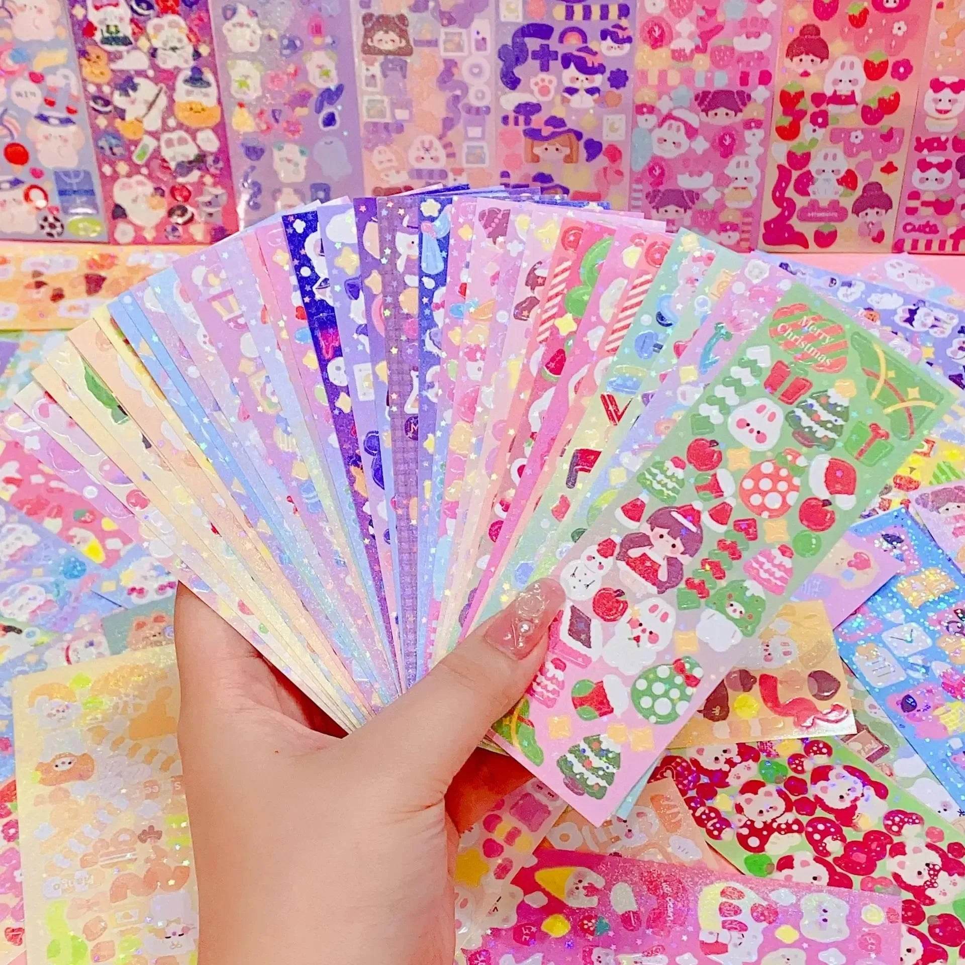 Kawaii Handbook Stickers Cartoon Collage Laser Student DIY Decorative Scrapbooking Journals Stationery Back School Supplies - AIAZ