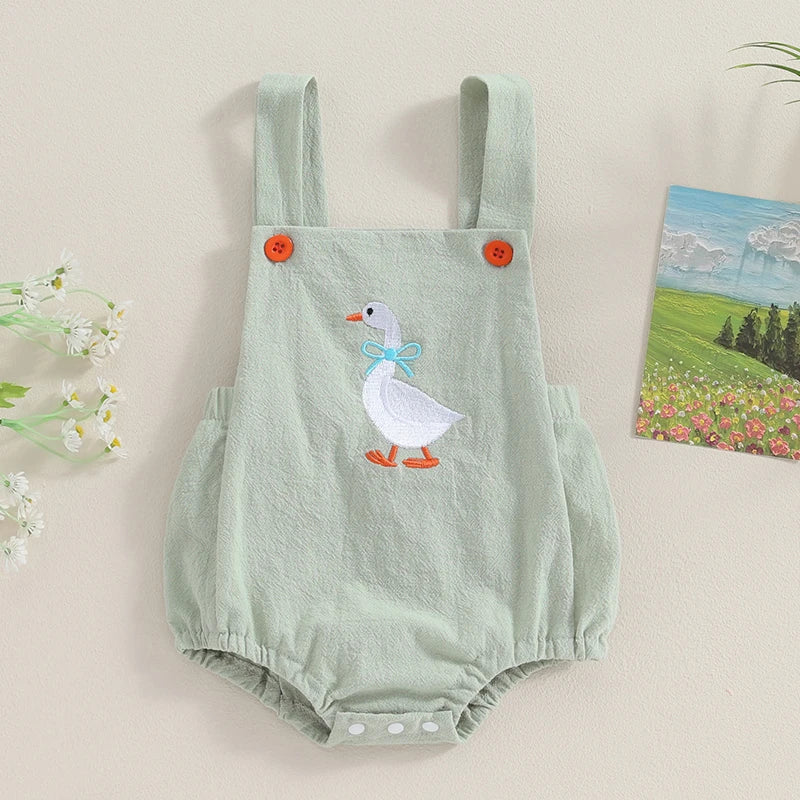 Citgeett Summer Infant Baby Girl Sleeveless Bodysuit Print Suspender Jumpsuit Cute Casual Clothes