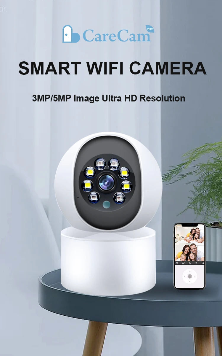 HD 5MP WiFi Camera Home AI Smart Baby Monitor Wireless 2-Way Audio Color Night Vision Home Security Surveillance IP PTZ Camera