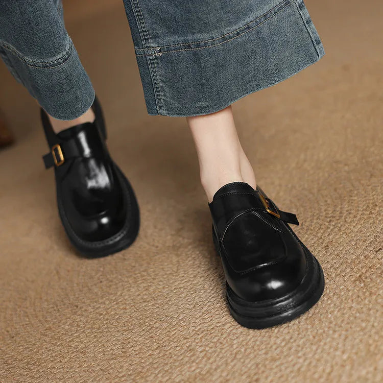 Dress Shoes Women Loafers Cow Leather Sheepskin Rubber Formal Business Suit Ladies 2025 Spring Autumn Handmade