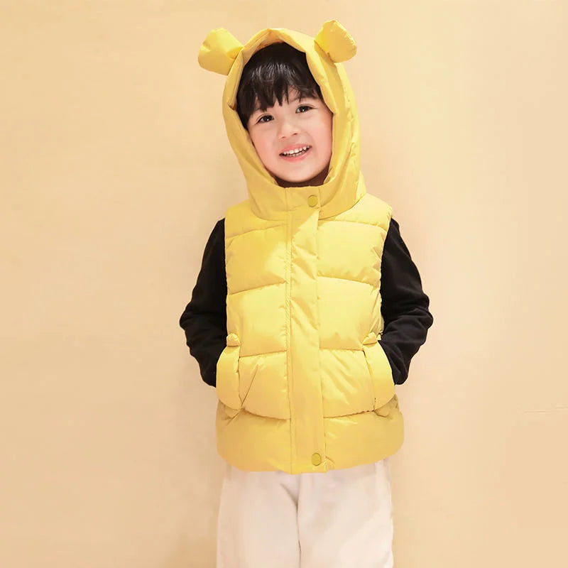 Fashion Boys Girls Hooded Warm Down Vests Autumn Winter Kids Clothing Baby Jacket Waistcoat 2023 New Children Zipper Vests