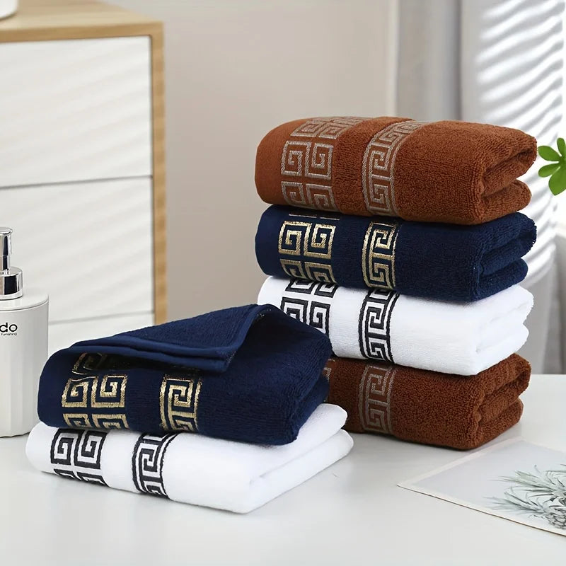 2pcs Set Black Bathroom Towel Sets 100% Cotton Embroidered Bathroom Towel Christmas Gift Sport Towel Sets Home Hotel Use 수건 세트